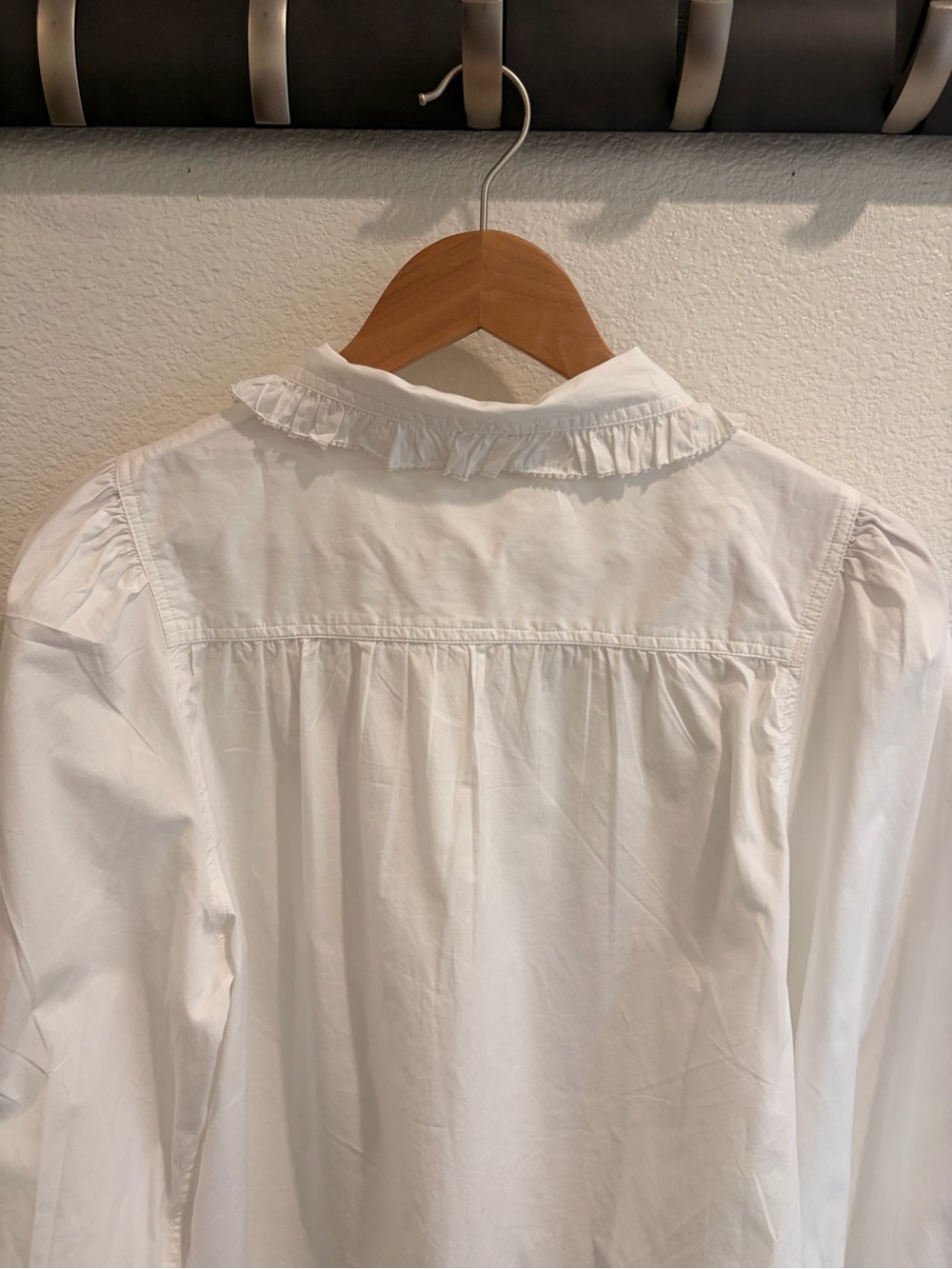 THE GREAT. White Ruffled-Collar Button Front Blouse - Picture 5 of 8